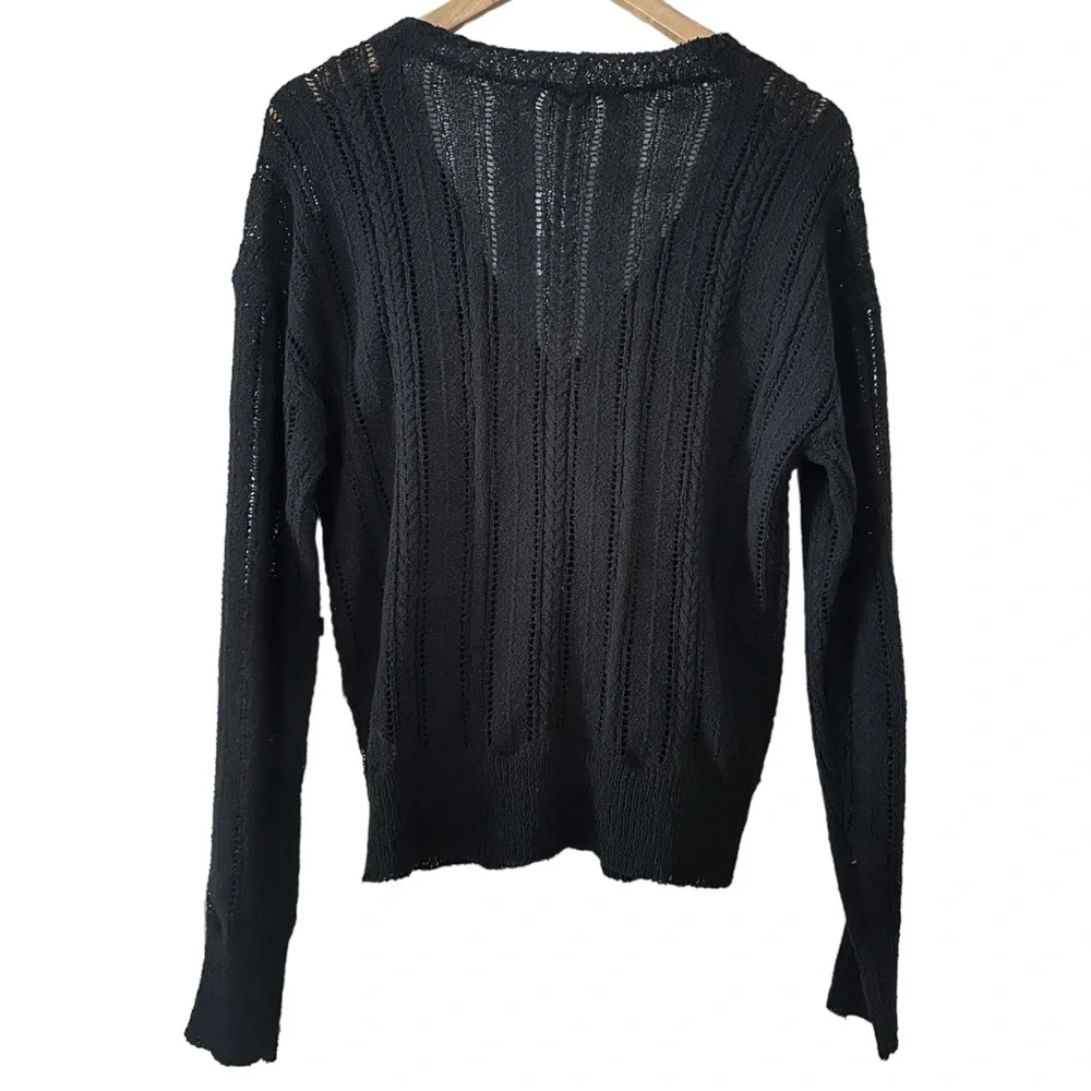 ASTR the Label Black Faux Wrap Pointelle Knit Sweater - Picture 6 of 16